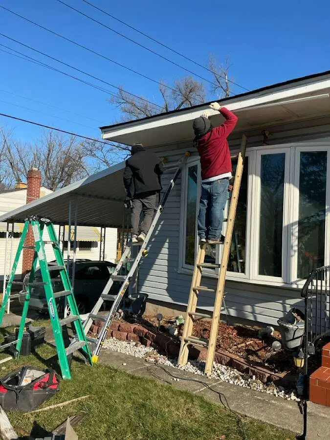 Restoration crew performing exterior repair in Dickson City